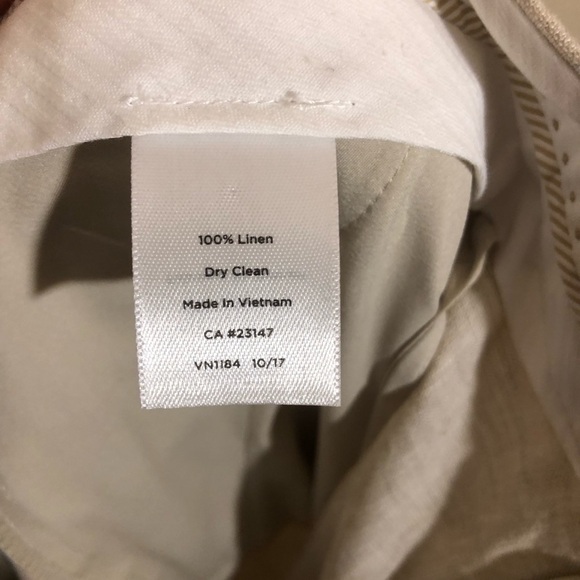 Talbots Windsor Linen Wide Leg Cream/Tan Pants 6P - Picture 10 of 11